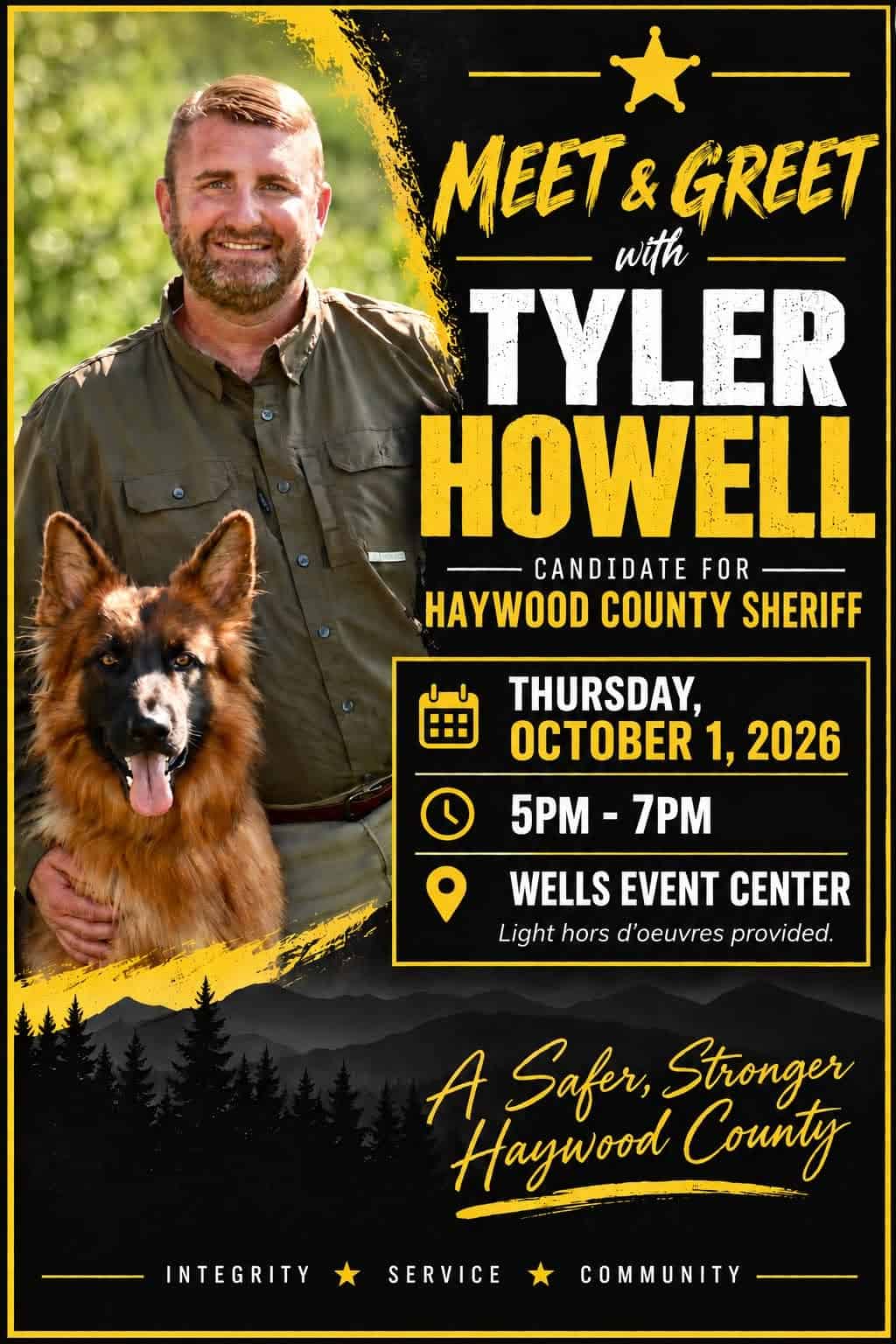Tyler Howell and his dog at Haywood County Sheriff meet and greet event.